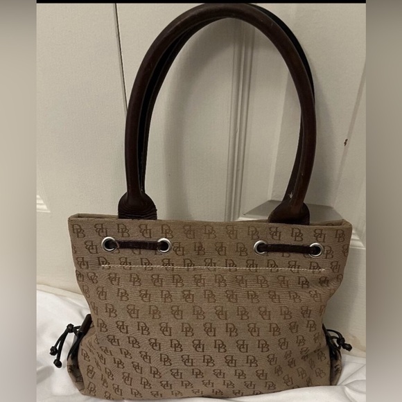 DOONEY & BOURKE Vintage Brown Monogram Logo Canvas HANDBAG - Picture 2 of 3